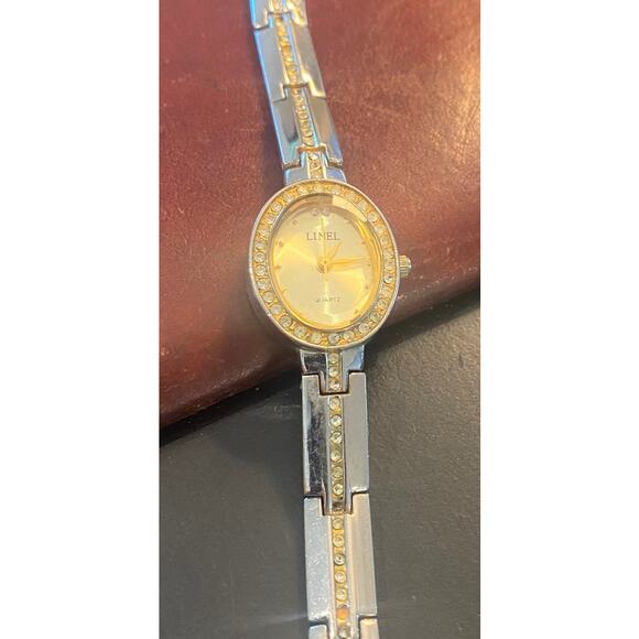 Women's 18mm Two Tone Linel Dress Watch, Crystal Accents - Picture 2 of 4